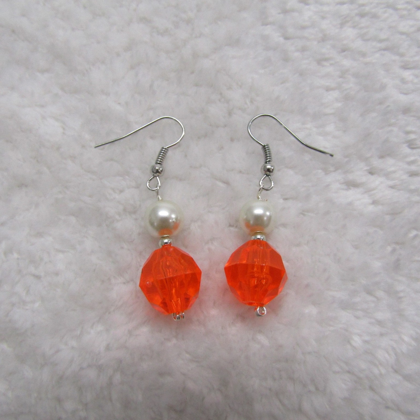 Orange White Pearl Drop Fashion Earrings For Women Teen Her Gift Holiday Casual 9$